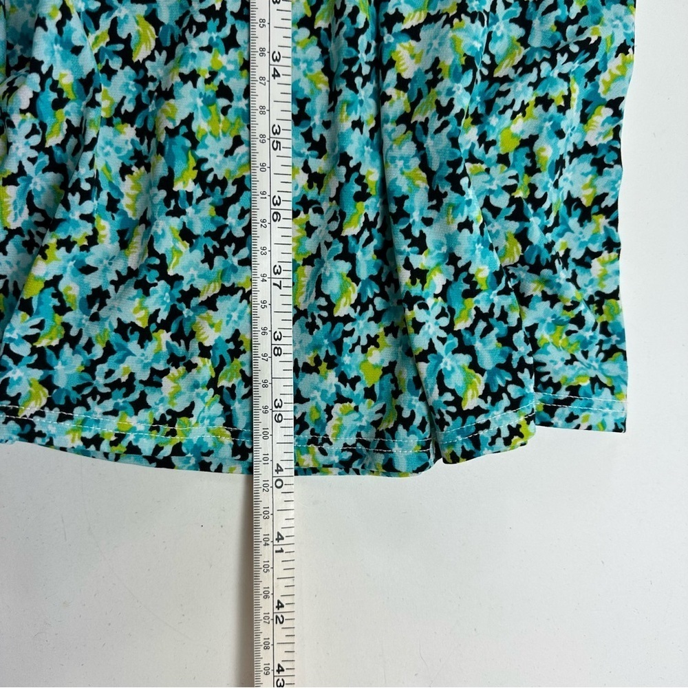 Glamour Green Floral Flare Dress Size 12 Sleeveless V Neck Stretch - Picture 8 of 8